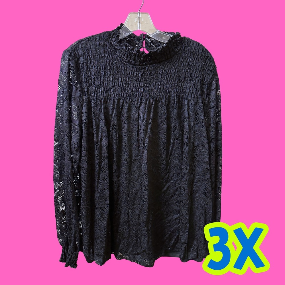 3X Elegant Black Lace Women's Top